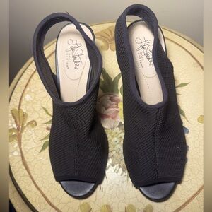 Black Canvas Sling Back Mule Heeles Size 8M